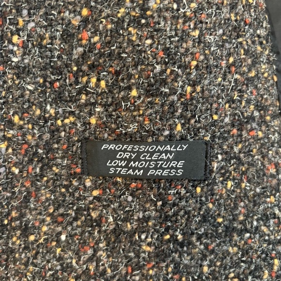 Vintage 1960s Cape Wool Coat with Fur Tails 60s MOD Flecked Tweed Black Gray - Picture 12 of 12